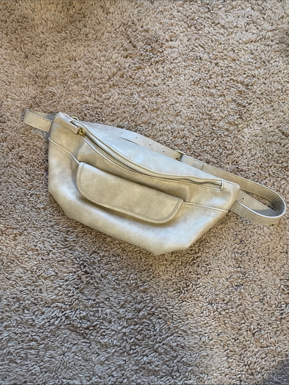 By Anthropologie Cream Leather Belt Bag
